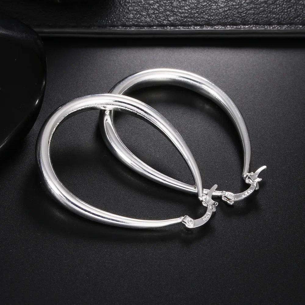 925 Sterling Silver U Shape Small Hoop Earrings For Women Ladies Vintage Luxury Jewelry Accessories Jewellery Argent 925