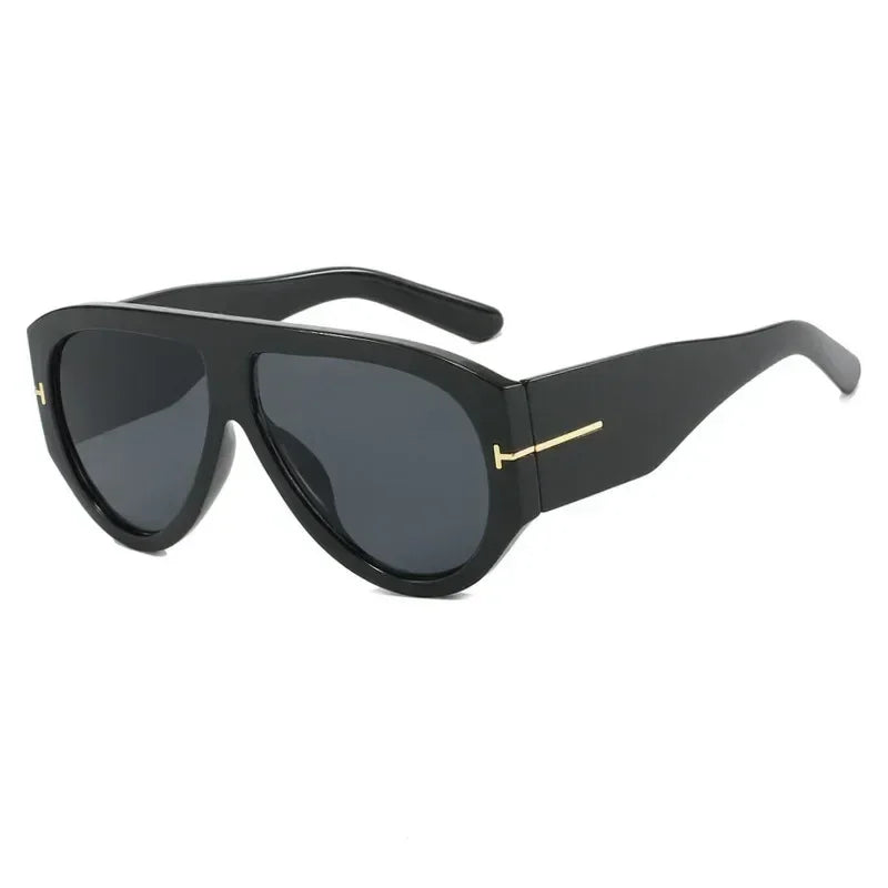 Fashion Big Frame Pilot Brown Sunglasses