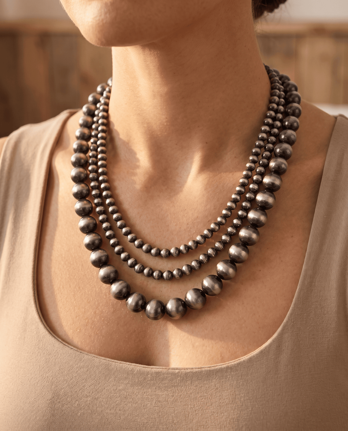 Desert Dreamer 3-Strand Western Faux Sterling Pearl Necklace