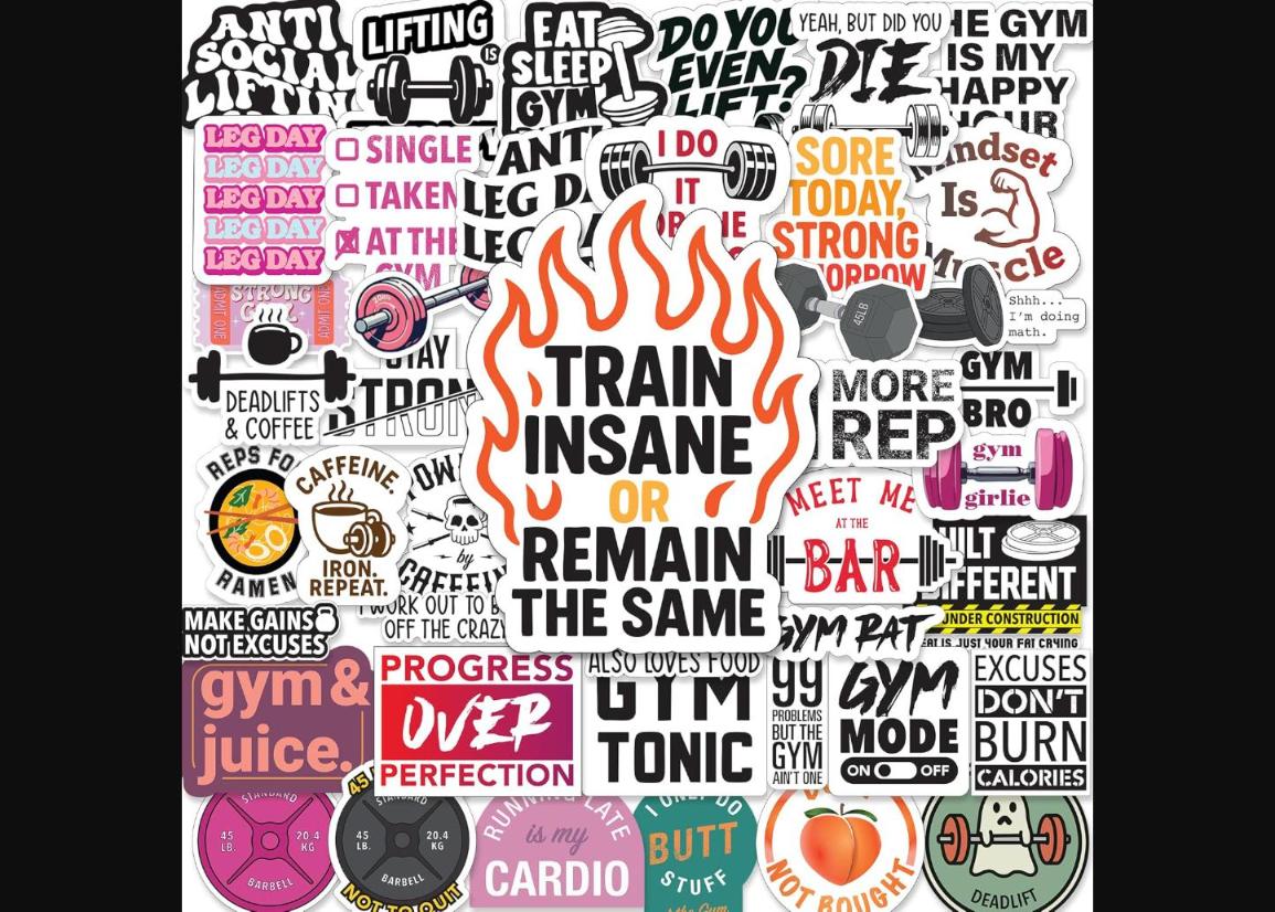 Gym Stickers 45 Pack - Workout Stickers