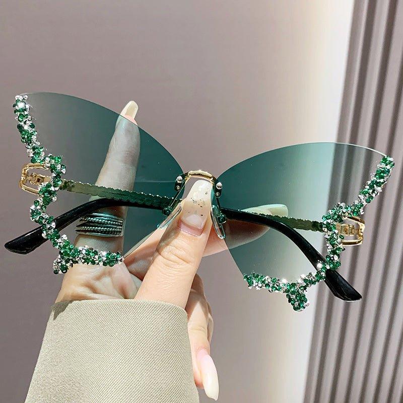 Large Frame High-end Diamond-encrusted Butterfly Anti-UV Sunglasses