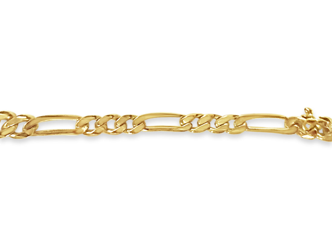 Figaro Solid White/Yellow/Rose Gold Handmade Bracelet