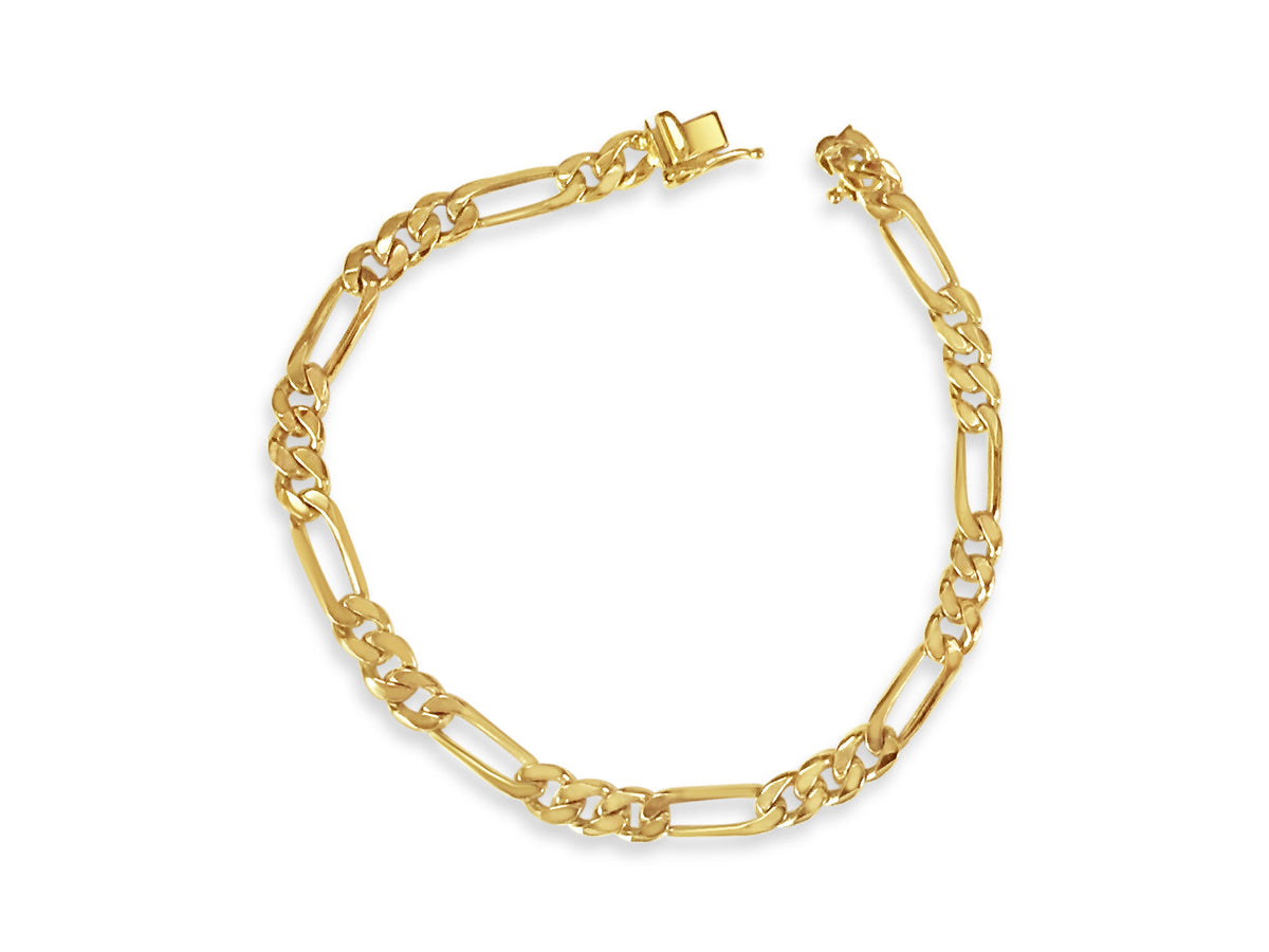 Figaro Solid White/Yellow/Rose Gold Handmade Bracelet