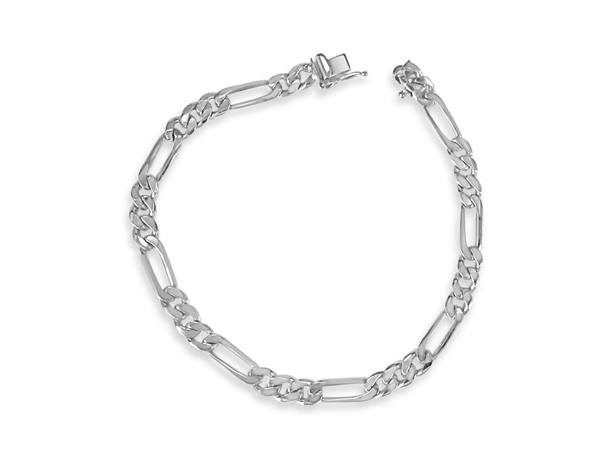 Figaro Solid White/Yellow/Rose Gold Handmade Bracelet