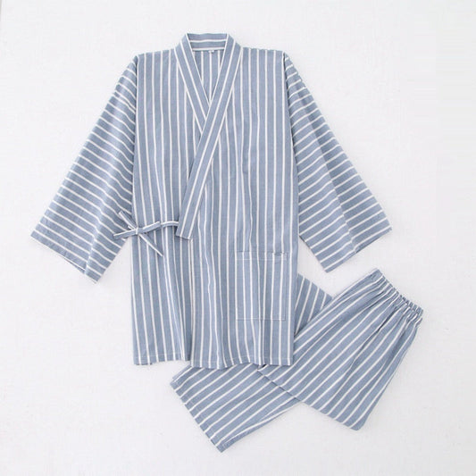 Thin Striped Cotton Washed Unisex Pajamas