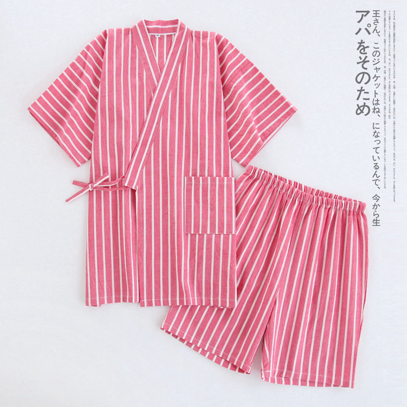 Thin Striped Cotton Washed Unisex Pajamas