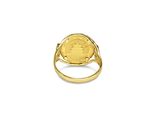 Fancy Ladies Solid White/Yellow/Rose Gold Handmade Chinese Panda Bear Coin Ring