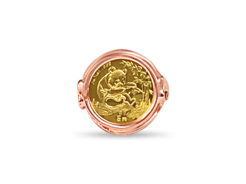 Fancy Ladies Solid White/Yellow/Rose Gold Handmade Chinese Panda Bear Coin Ring