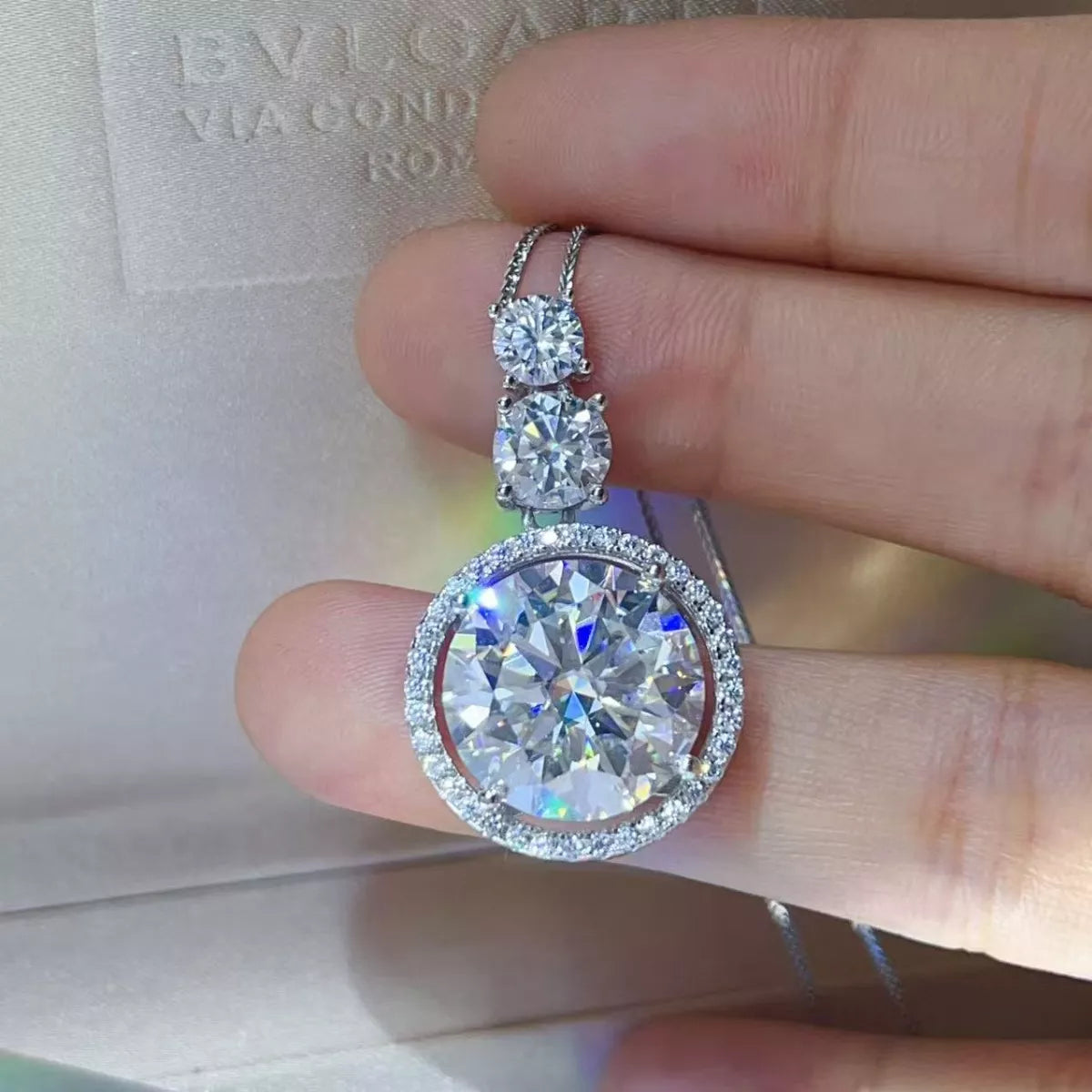 11.5 Carat Moissanite Sterling Silver Pendant Necklace