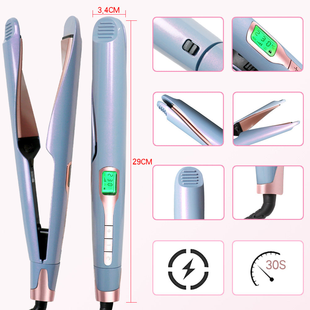 New 2 In 1 Professional Titanium Ionic Ceramic Hair Straightener and Curler