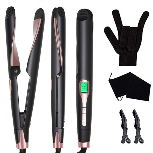New 2 In 1 Professional Titanium Ionic Ceramic Hair Straightener and Curler