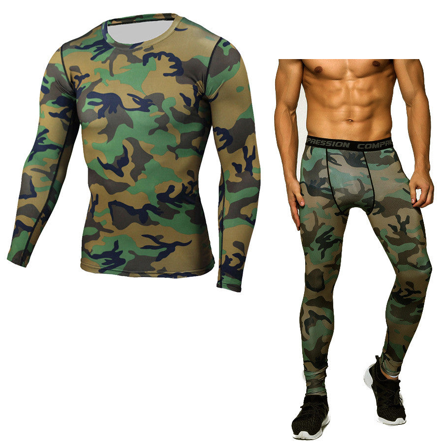 Camouflage Compression Base-layer Set;  T-Shirt & Pants