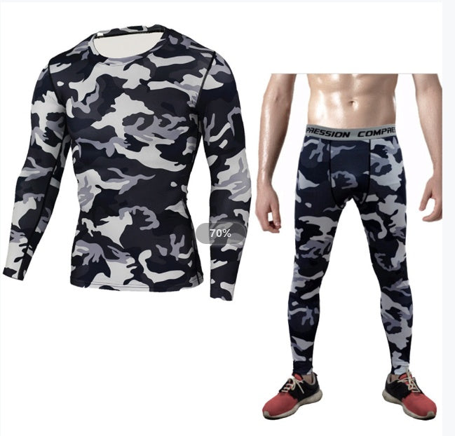 Camouflage Compression Base-layer Set;  T-Shirt & Pants