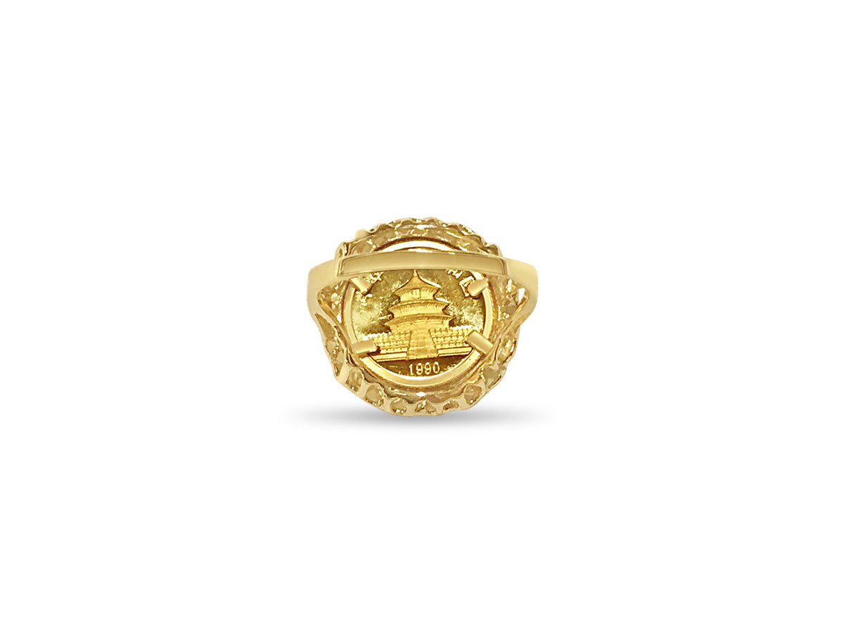 Fancy Solid White/Yellow/Rose Gold Handmade Chinese Panda Coin Ring
