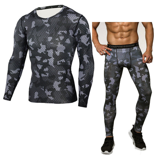 Camouflage Compression Base-layer Set;  T-Shirt & Pants