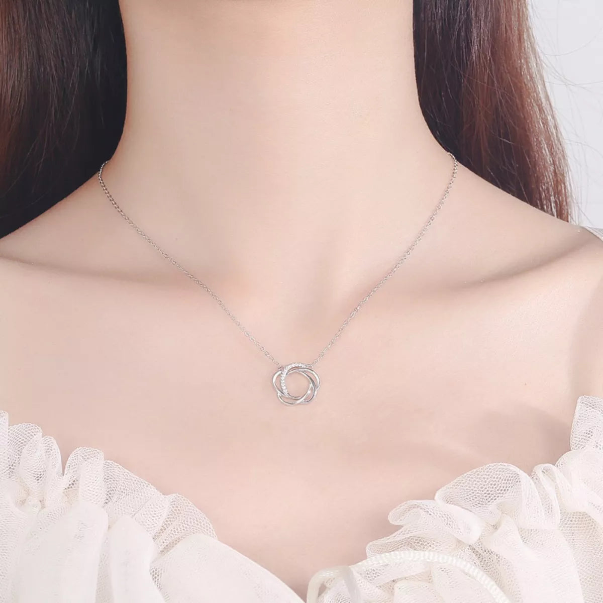 Sterling Silver Zircon Pendant Necklace