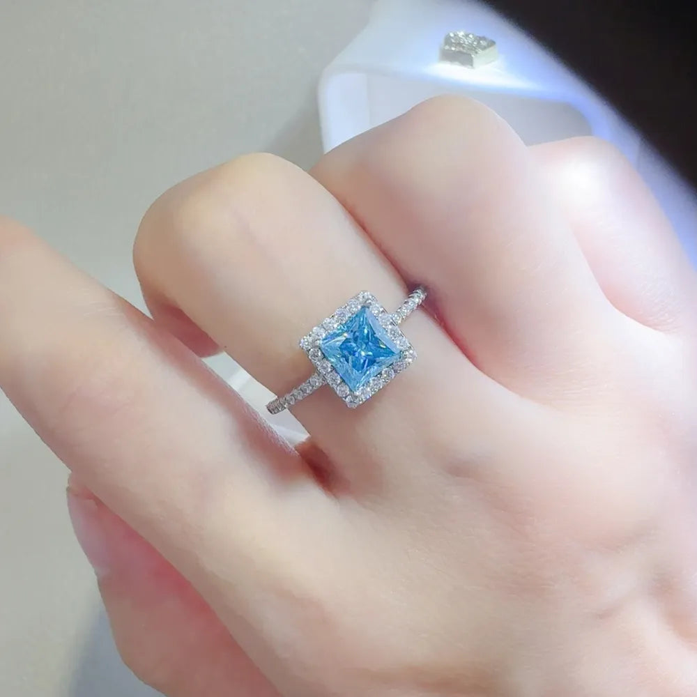 2 Carat Moissanite Sterling Silver Square Shape Ring