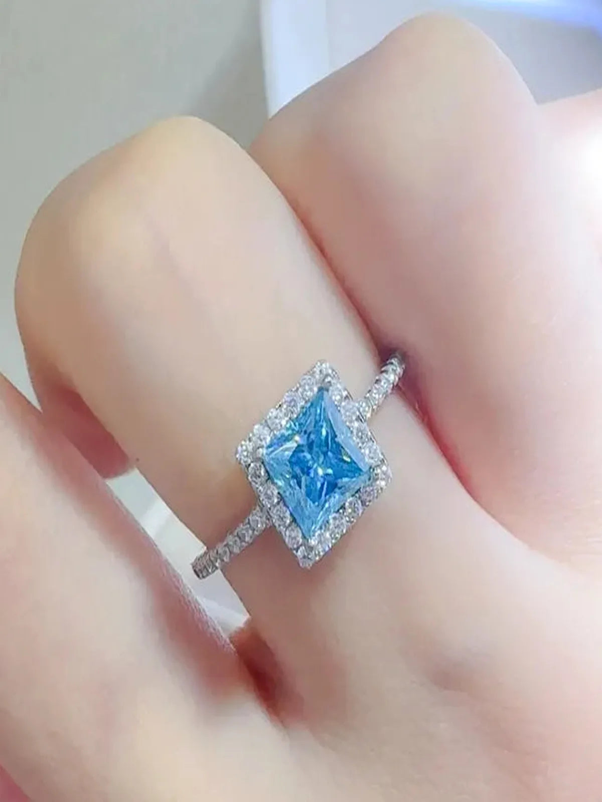 2 Carat Moissanite Sterling Silver Square Shape Ring