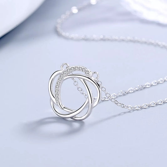 Sterling Silver Zircon Pendant Necklace