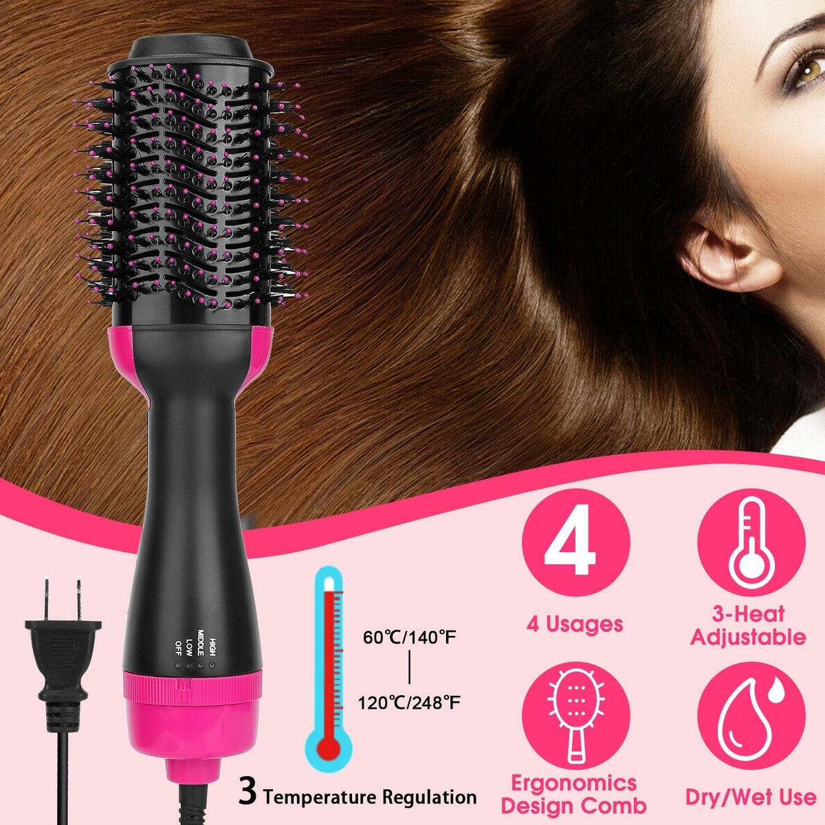 4 In 1 Hair Volumizer Brush Dryer Comb