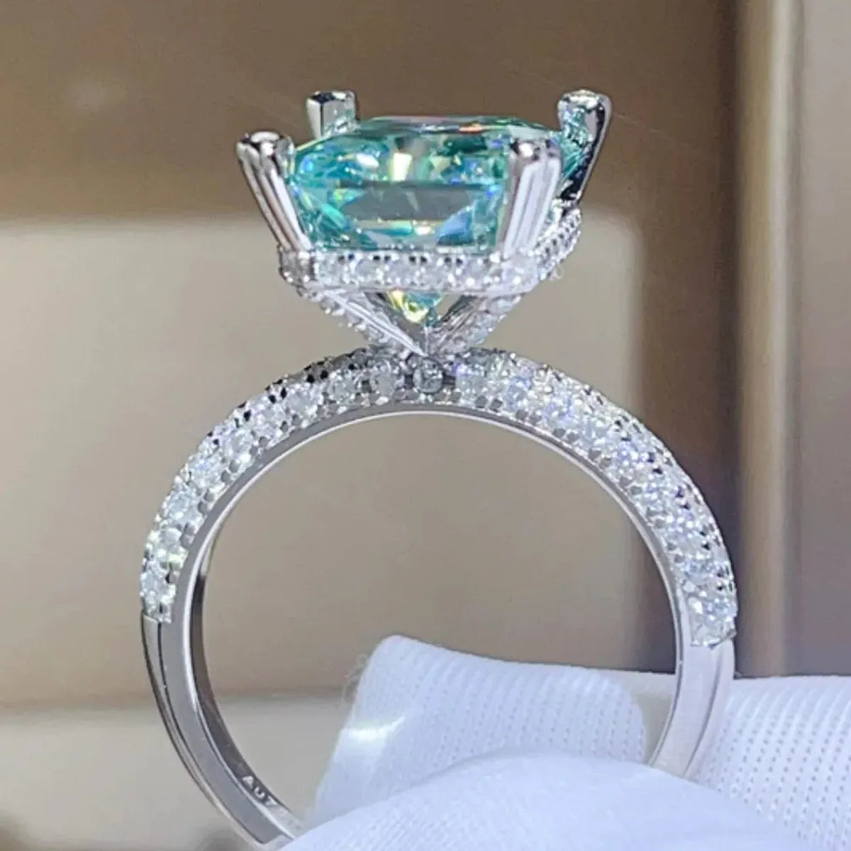 5 Carat Moissanite & Sterling Silver Pave Ring