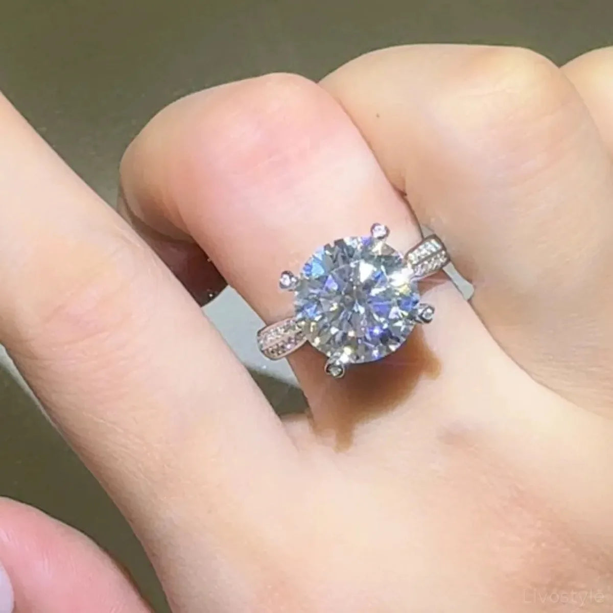 5 Carat Moissanite 925 Sterling Silver Ring — Round Pavé Formal