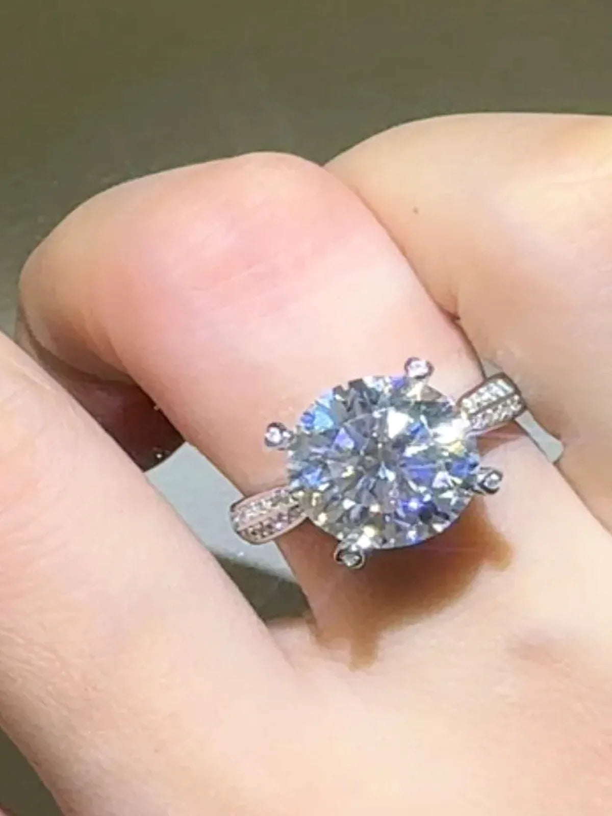 5 Carat Moissanite 925 Sterling Silver Ring — Round Pavé Formal