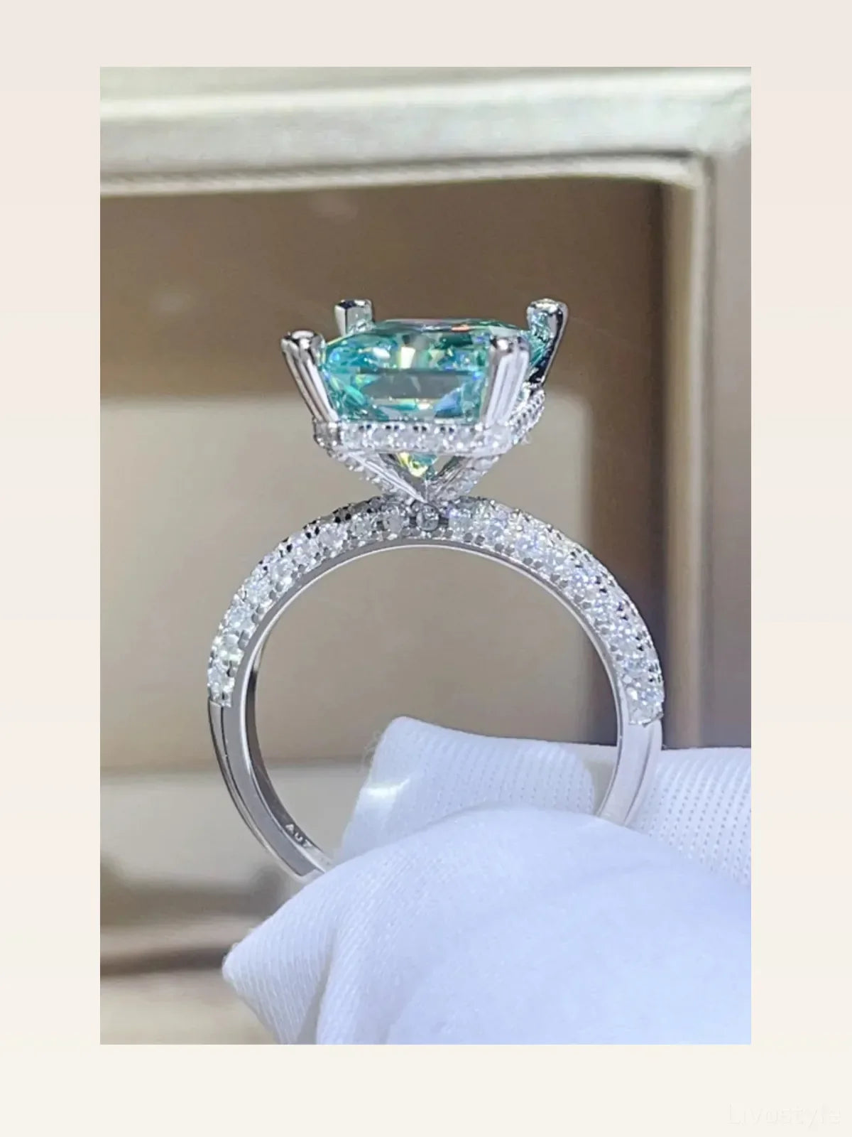 5 Carat Moissanite & Sterling Silver Pave Ring