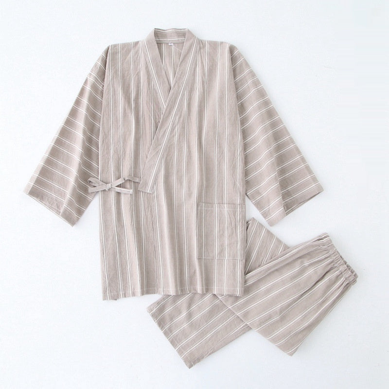 Thin Striped Cotton Washed Unisex Pajamas