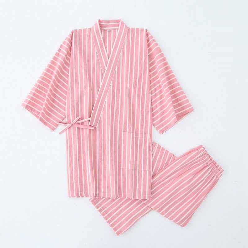 Thin Striped Cotton Washed Unisex Pajamas