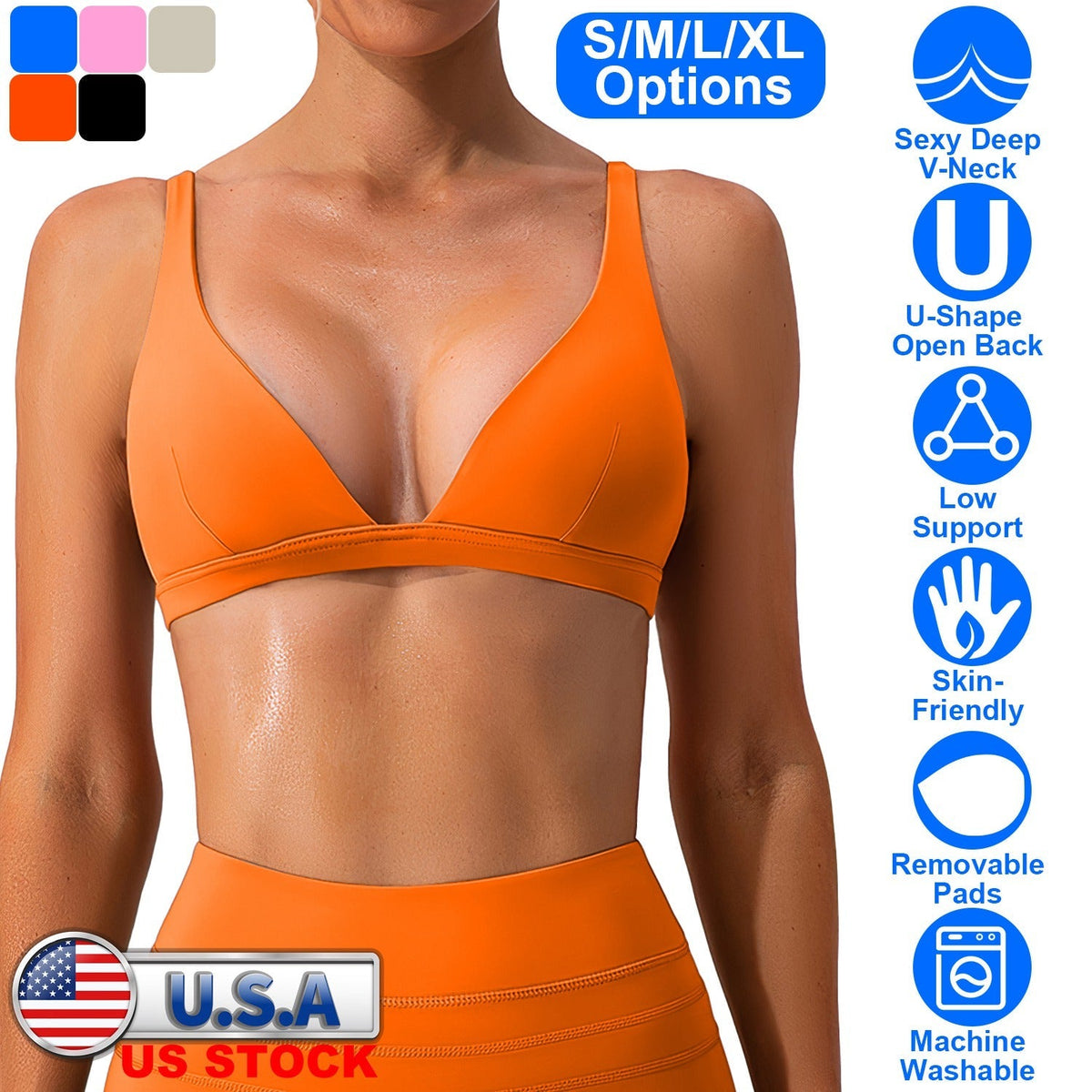 Women Deep V-Neck Sports Bras