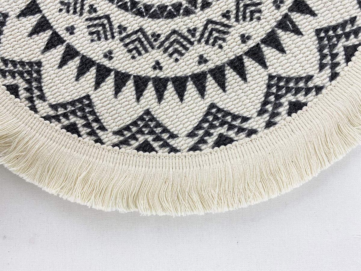 Boho Mandala Fringe Cotton Placemats 13-inch Round, Set of 4