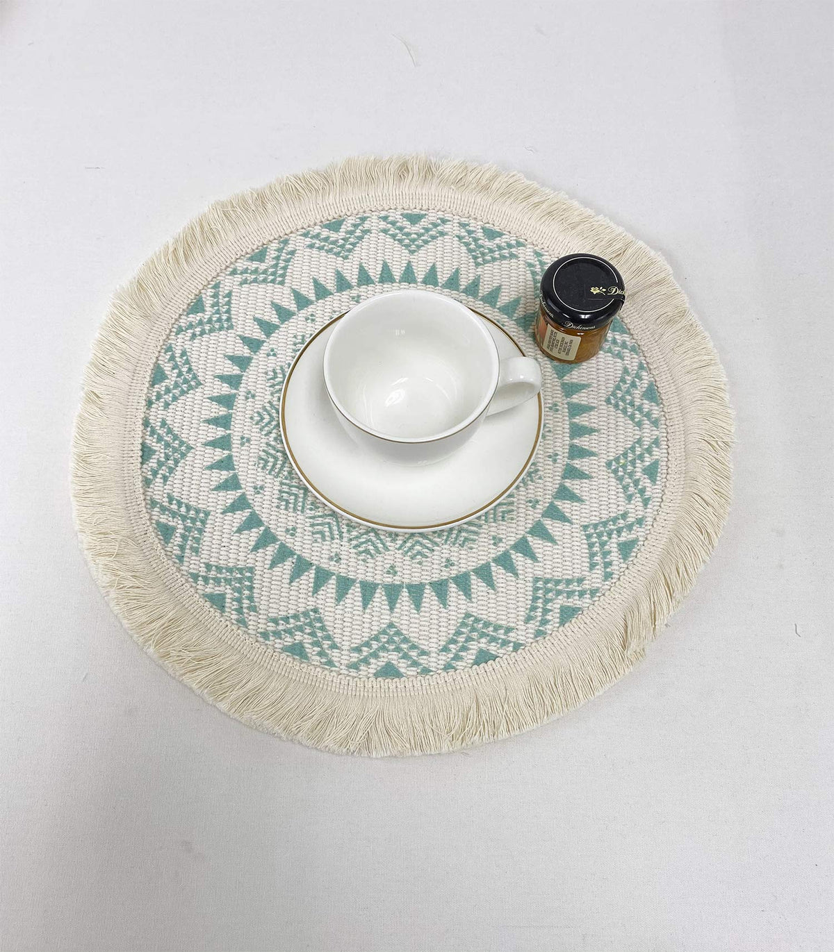 Boho Mandala Fringe Cotton Placemats 13-inch Round, Set of 4
