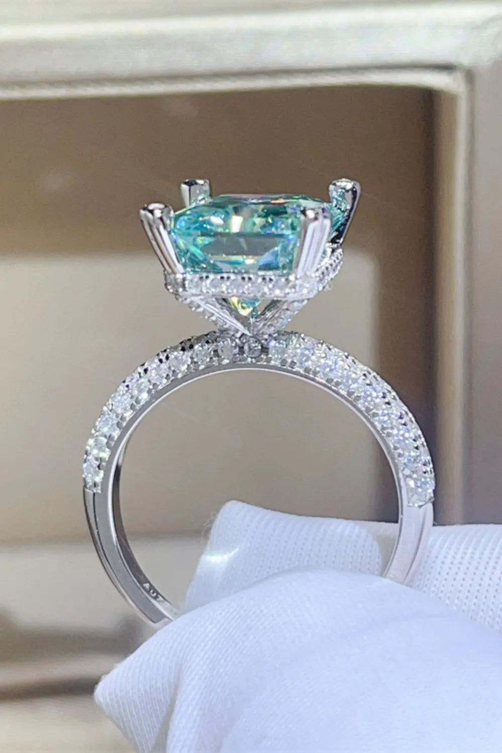 5 Carat Moissanite & Sterling Silver Pave Ring