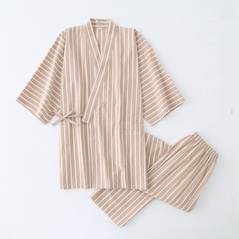 Thin Striped Cotton Washed Unisex Pajamas