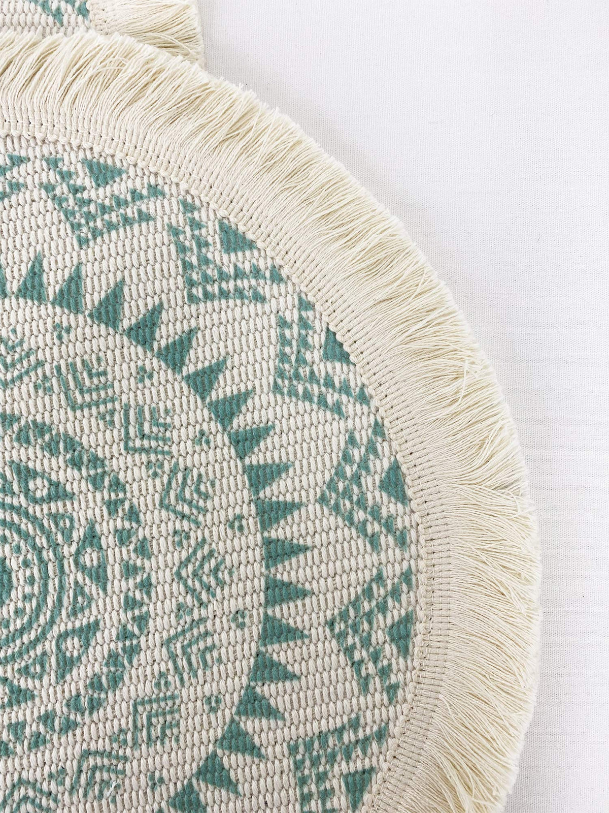 Boho Mandala Fringe Cotton Placemats 13-inch Round, Set of 4