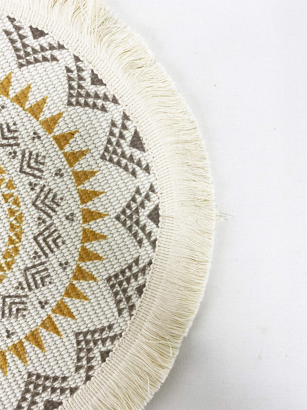 Boho Mandala Fringe Cotton Placemats 13-inch Round, Set of 4