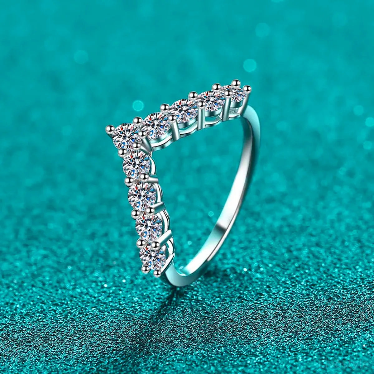 Sterling Silver Moissanite V Shape Ring