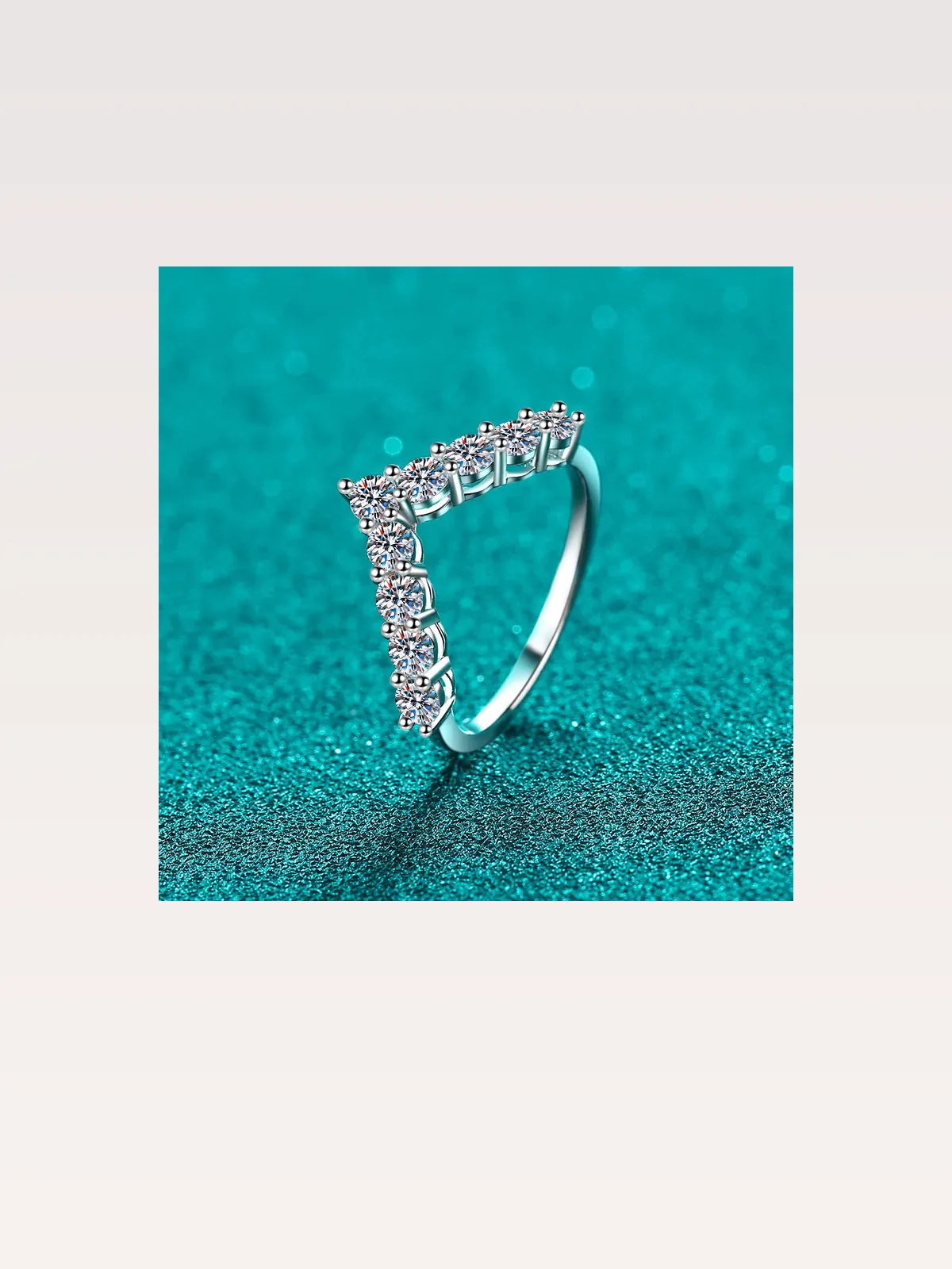 Sterling Silver Moissanite V Shape Ring