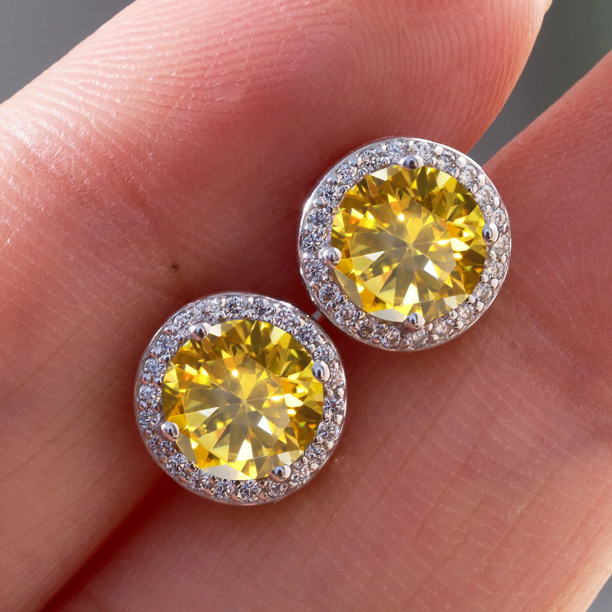 925 Sterling Silver 1ct Moissanite Round Stud Earrings Bridal Wedding Gift