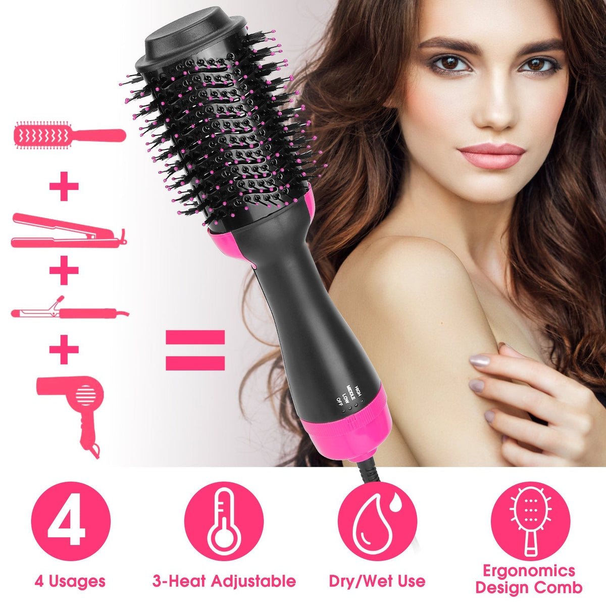 4 In 1 Hair Volumizer Brush Dryer Comb