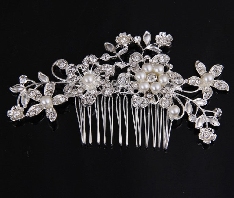 Rhinestone and Pearl Hair Bridal Comb