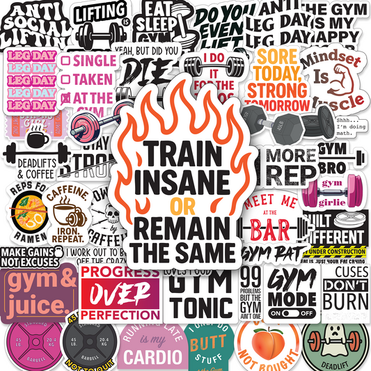 Gym Stickers 45 Pack - Workout Stickers