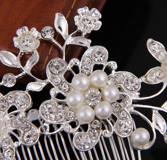 Rhinestone and Pearl Hair Bridal Comb