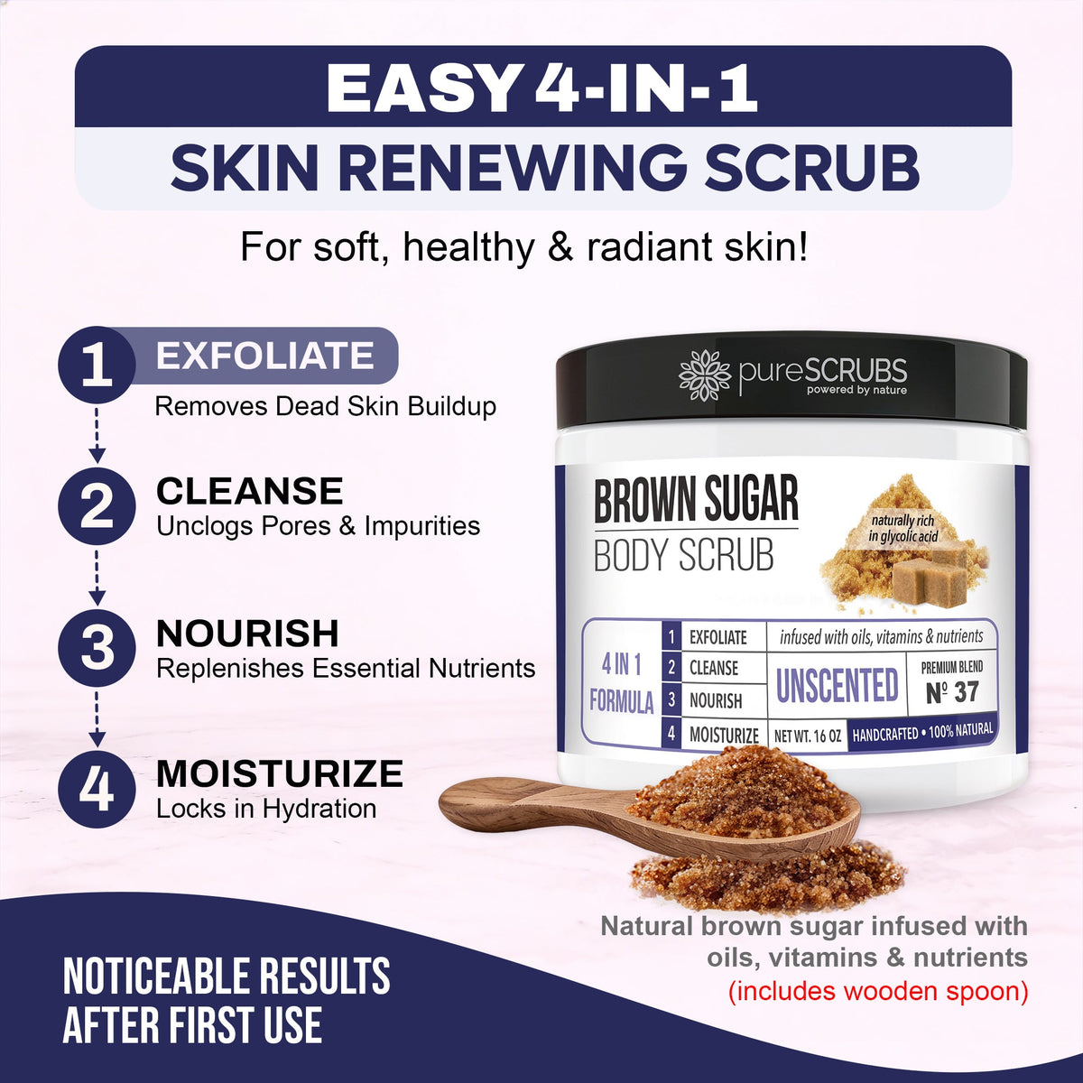 Unscented Body Scrub / Brown Sugar / Premium Blend #37