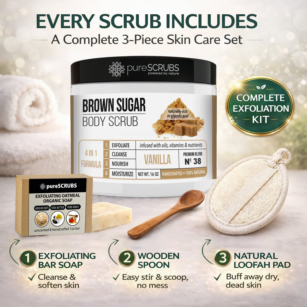 Vanilla Body Scrub / Brown Sugar / Premium Blend #38