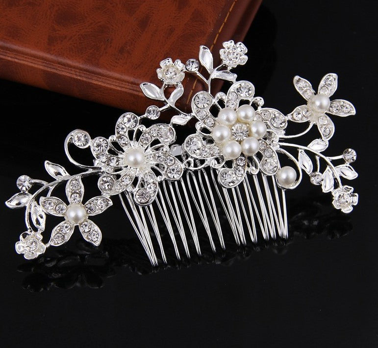 Rhinestone and Pearl Hair Bridal Comb