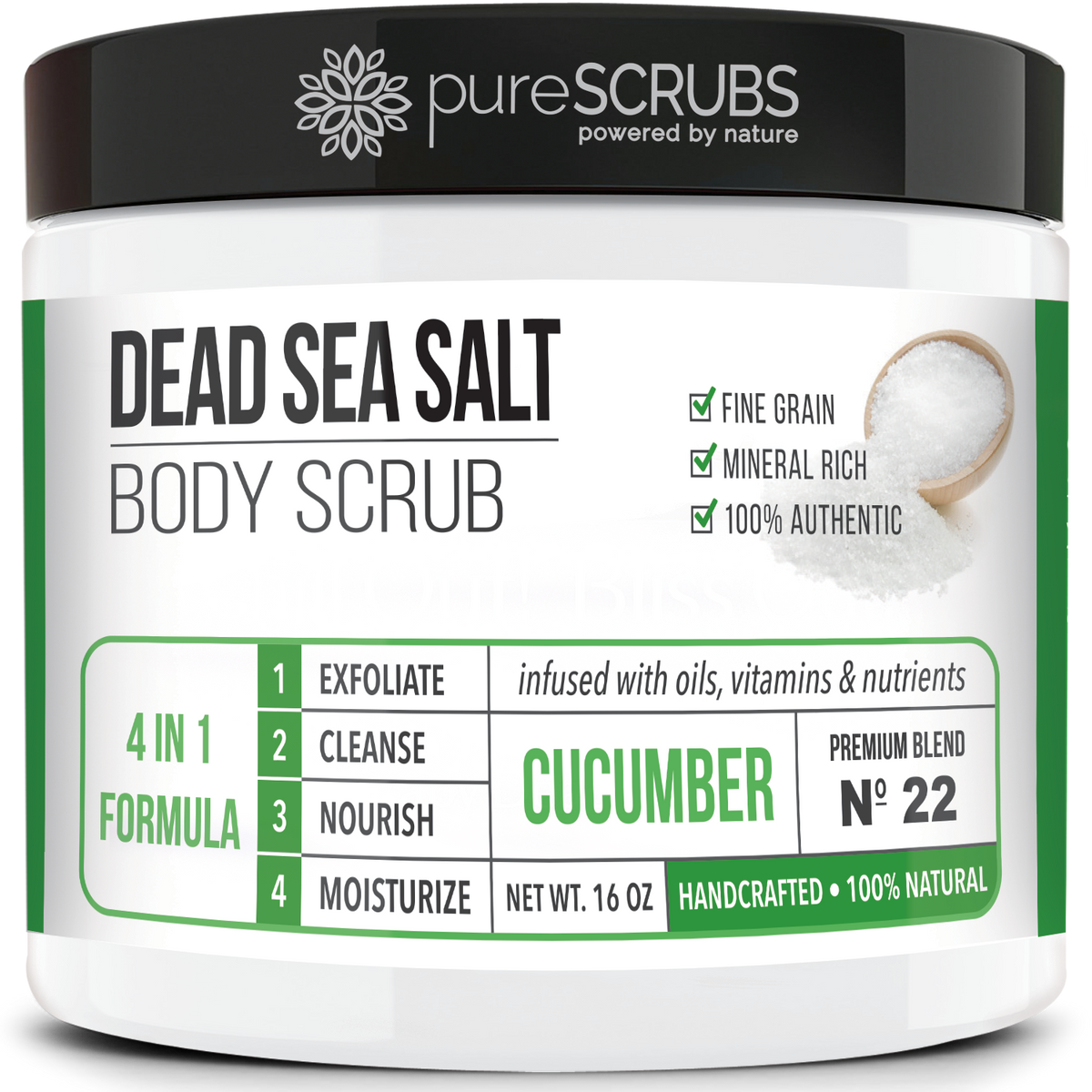 Cucumber Body Scrub / Dead Sea Salt / Premium Blend #22