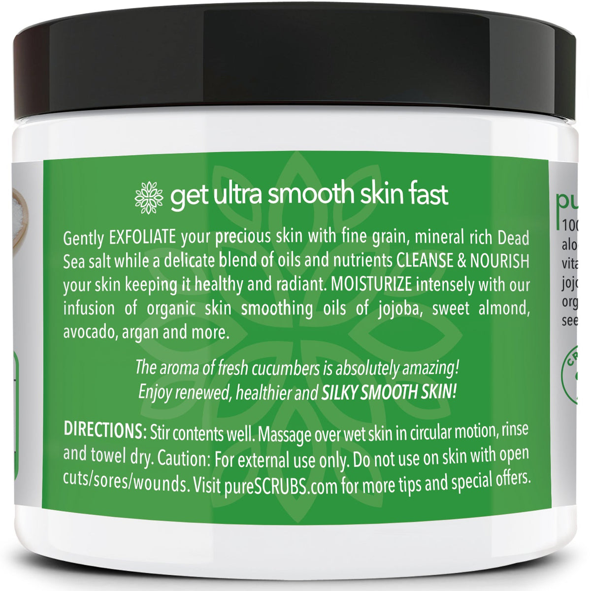 Cucumber Body Scrub / Dead Sea Salt / Premium Blend #22