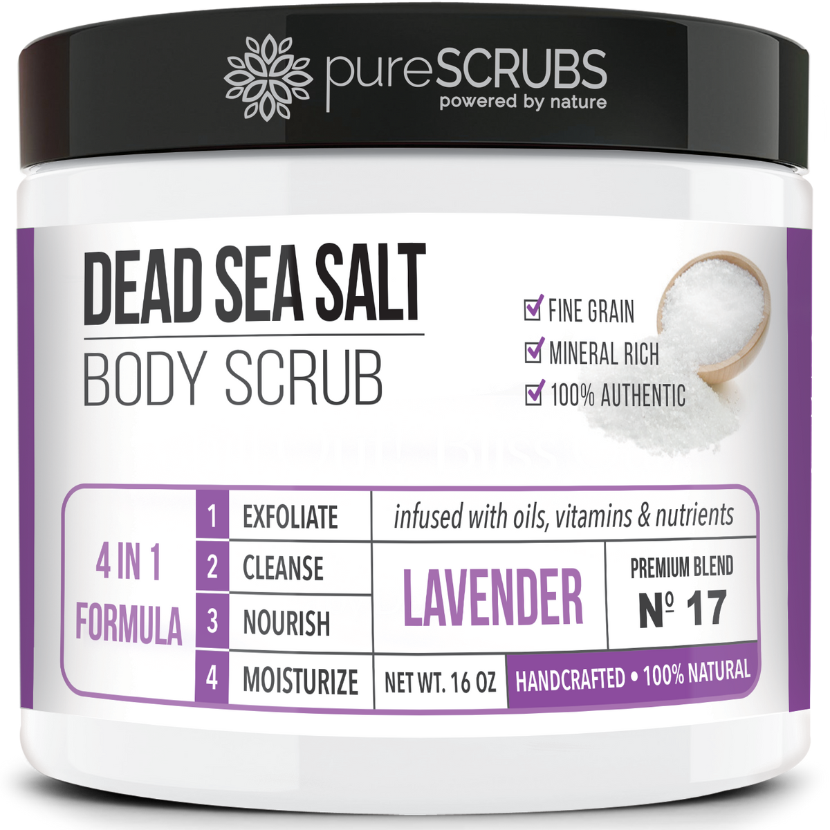 Lavender Body Scrub / Dead Sea Salt / Premium Blend #17